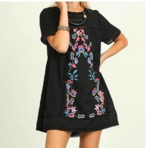 ETWO Boho Embroidered contrast dress szS
